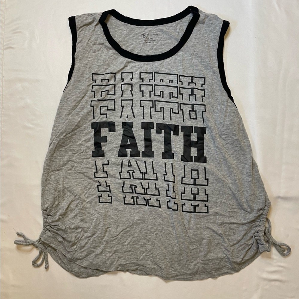 ❌SOLD❌Juniors No Boundaries size XXL (19) gray and black faith tank top - Picture 1 of 4